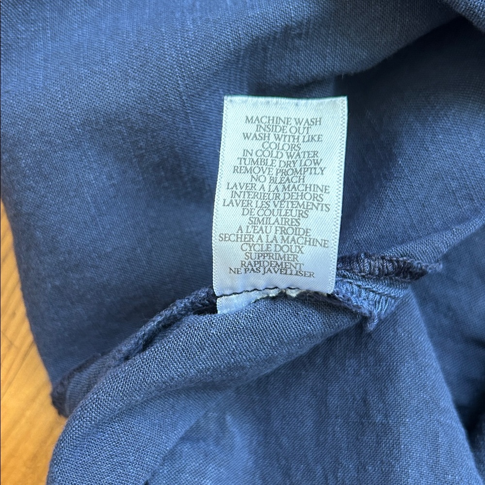 Frank & Eileen- Wexford Summer Navy Wide-Leg Linen/cotton Trousers - Picture 9 of 10